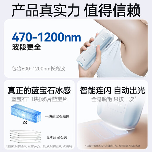 Haier Sapphire Freezing Point Hair Removal Device, Leg and Armpit Bikini Line Removal, Female College Birthday Gift, Home Use YT301, Chinese Valentine's Day Gift for Girlfriend