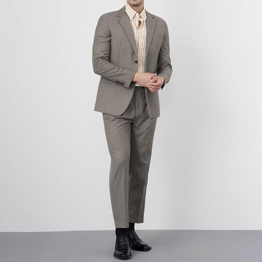 VDJ international first-line brand high-end gray suit suit men's business casual suit jacket single suit top khaki regular style-high-end gift box-suit XL (175-China-CN-height)