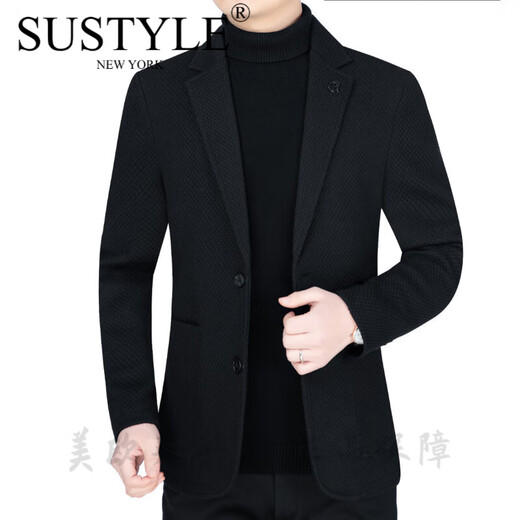 SUSTYLE luxury high-end brand men's high-end jacket men's spring and autumn business casual slim fit young and middle-aged suits men's singles black 2XL 185