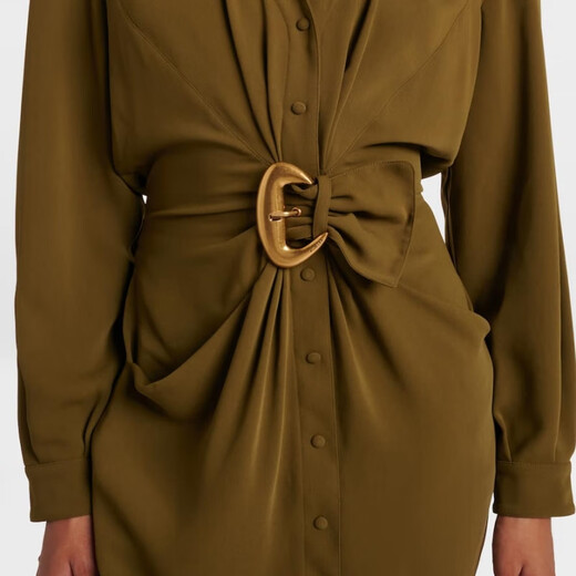 Mugler re/edit Cow-boys crepe twill shirt dress P01104881 Green L CN 175/96