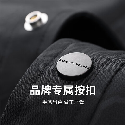 Dances with Wolves Barn Style Lapel Padded Jacket Men's 2025 Autumn and Winter New Casual Retro Print Warm Jacket 1017 Black 001 L (175)