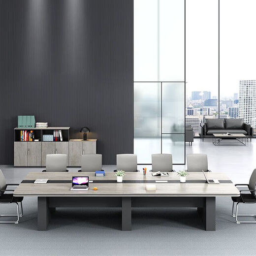 Conference table desk long table simple rectangular modern office furniture large conference room negotiation table and chair combination conference table thickened 2.4 meters