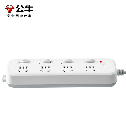 公牛（BULL）插座排插转换器过载保护 新国标超功率断电保护 B5系列接线板 开关拖线板 【分控|四位五孔|1.8米|超功率保护】B5043