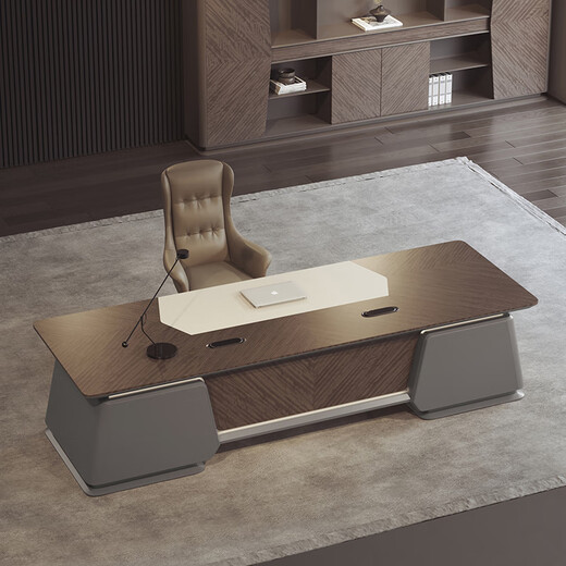 Qiheng (XIIBLC) President's Desk, Boss Table and Chair Combination, Chairman's Room Furniture, High-End Modern Executive Desk, General Manager's Desk, 2.8-meter President's Desk + Luxurious Nappa Cowhide Boss Chair