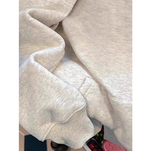 Cotton American heavyweight high street hooded sweatshirt for men in autumn and winter 2025 new trendy loose top jacket with velvet white gray 3346 regular high quality 27 XL 125-140Jin Jin is equal to 0.5 kg