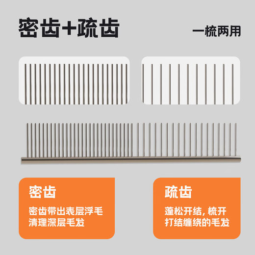 BLANLODY pet grooming comb cat comb to remove loose hair and knot comb steel hair removal density ruler needle comb special for puppet long-haired dogs density ruler grooming comb S size 3*16.5cm