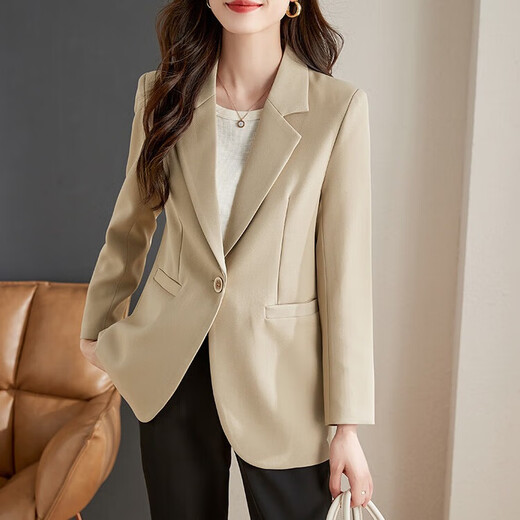 TERRE BLEUE small fragrant style suit for women 2025 autumn casual fashion loose women's small jacket light brown L