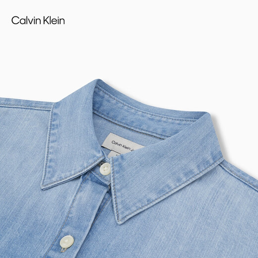 Calvin KleinJeans Spring and Autumn Women's American Trendy Retro Casual ck Light Blue Washed Cotton Loose Denim Shirt 346-denim light blue S