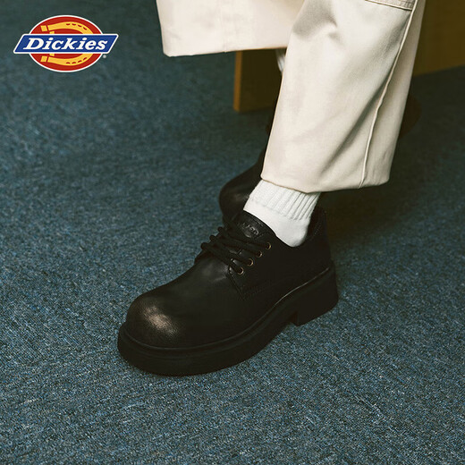 Dickies men's work shoes men's shoes low-cut casual shoes big-toe shoes business thick-soled leather shoes bright black 42