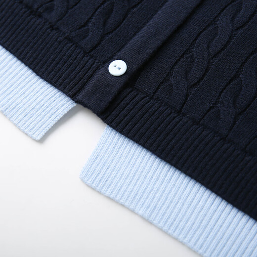 Xianlixiu age-reducing contrasting color versatile sweater plus size women's Korean style gentle style top fat mm autumn new style 4201 navy blue 3XL