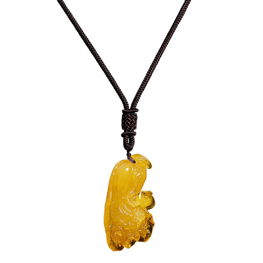 Keshan old phoenix beeswax pendant natural beeswax pendant necklace men and women water drop Pixiu sweater chain Wushi brand chicken gourd pendant lanyard style with certificate