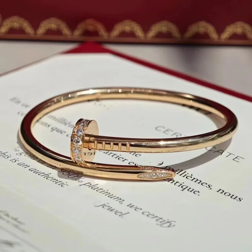 Yongsi quality 18K gold nail bracelet 18K rose gold counter with AU750 head and tail diamonds coarse version fine version fine version default size 16-17 S