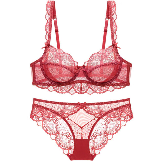 AREA sexy French underwear women's lace breathable bra set animal year red watermelon red single piece 70A 32