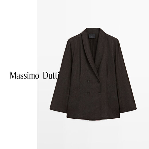 Massimo Dutti Discount Upgrade 2026 Women's Simple Commuting Style High Intelligence Double-breasted Blazer 06040713 Chocolate S (36) (CN 165/84A)
