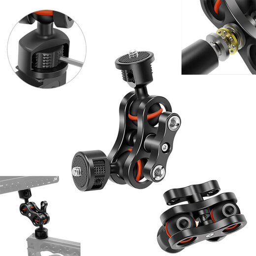 Beam camera mobile phone monitor photo photography metal universal ball 14 magic arm weird hand extension long rod bracket No. 10 black with red rubber ring