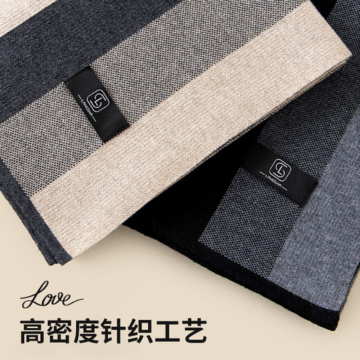 LangSha scarf men's scarf wool blended autumn and winter thickened and warm high-end gift box for elders, fathers and boyfriends