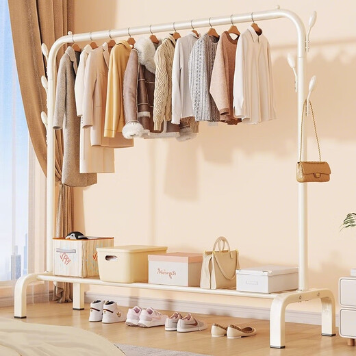 Editor-in-chief Xiang, floor-standing vertical bedroom clothes rack, clothes rack, clothes drying rod, clothes drying rack, simple storage, double hook white
