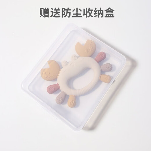 MOONPIE crab teether baby teething stick, anti-eating hand toy 6-12, food grade beige crab