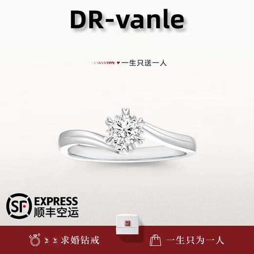 DR Proposal Diamond Ring K Gold/PT950 Platinum Elegant Snowflake Moissanite Diamond Ring Wedding Valentine's Day Birthday Gift 1 Carat D-E Color/Extreme White Gift Box + Certificate PT950 Closed (Remark Number)