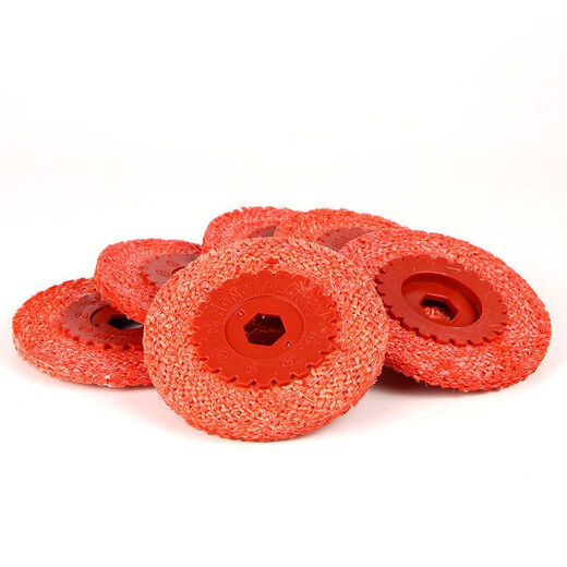 Angle grinder 4-inch hemp wheel polishing wheel kenaf wheel stainless steel special rubber core red wool polishing wheel metal sisal sheet kenaf wheel (10 pieces)