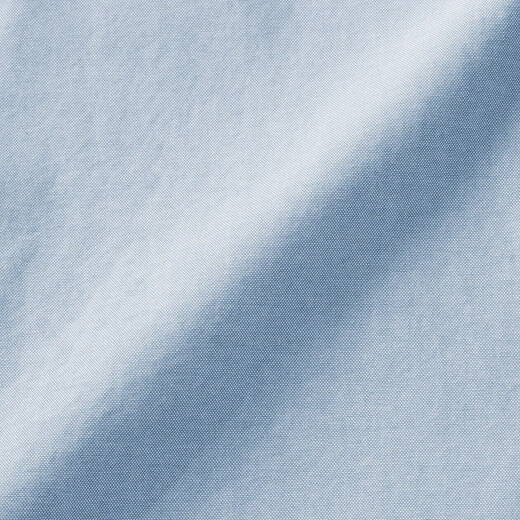 MUJI Women's Cotton Washed Oxford Button Collar Long Sleeve Shirt Saxony Blue L