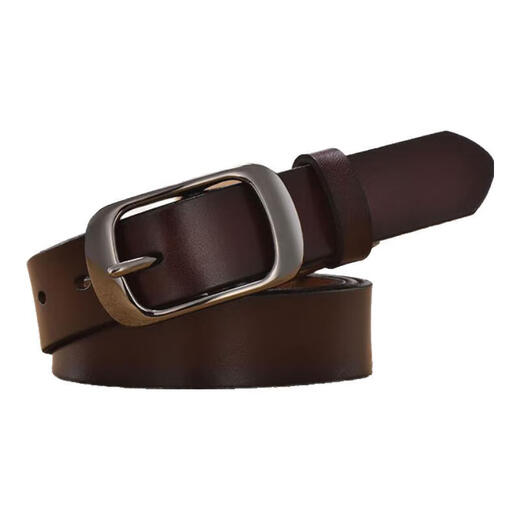 Women's belt cowhide retro simple versatile belt for women Korean version universal student fashion casual pin buckle trouser belt narrow gun buckle - coffee color 110cm