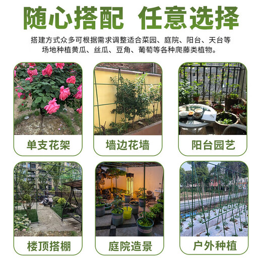 花玥园花架爬藤支架葡萄架子庭院户外月季爬藤架黄瓜架绿植物支撑 新款套帽直径8mm*60cm*10送绑带