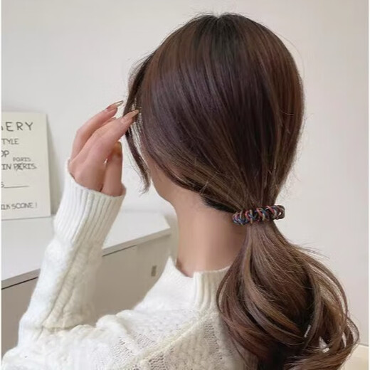 Huashike seven-piece set, high elasticity, non-damaging phone cord hair ties for women, summer hair ties, small rubber bands, hair ties for women, 7 pieces, mixed color-color-blocking phone ties