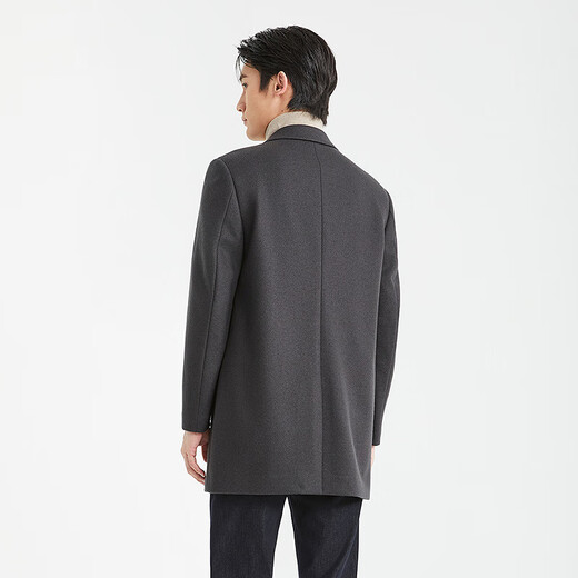 Lilan quick heating woolen coat men's mid-length winter coat business casual men's sheep wool coat brown black (24DYR3062Y) L 170/88A