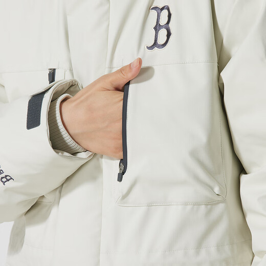 MLB official men's and women's big fur collar down jacket 26 spring new trendy warm logo jacket 3ADJB0656 Boston team/dark cream/recommended to order one size smaller XL 180/100A