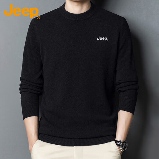 JEEP Jeep Sweater Men's Winter Round Neck Warm Bottoming Shirt Men's Trendy Versatile Clothes Men's Dark Gray XL