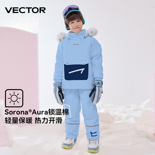 VectorVECTOR children's ski clothing waterproof and warm 3L medium and large children's snowboard and double board ski clothing winter new snow rock sand white overalls_ same style for boys and girls One size 150