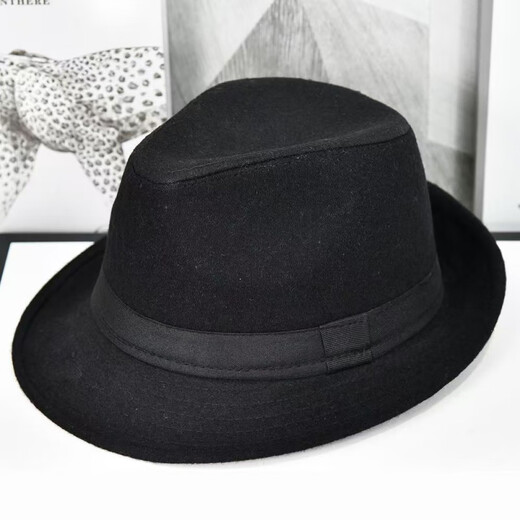 MANQIMEIYA sombrero sombrero de otoño e invierno para hombre sombrero de lana cálido para mediana edad y ancianos sombrero de jazz sombrero de caballero anciano de invierno gris oscuro tamaño mediano 56-58 circunferencia de la cabeza