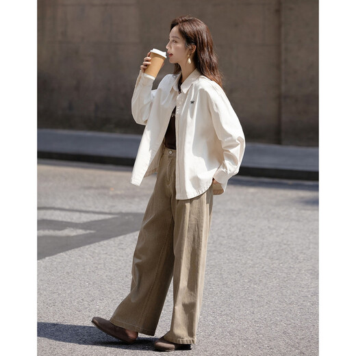 Demana pure cotton memory autumn literary retro bow embroidered shirt loose petite shirt women's top