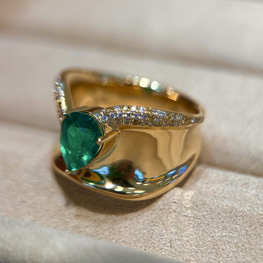 ROYALPICK customized emerald ring men's ring women's ring 18K gold unisex personality wide ring index finger middle finger gift for husband