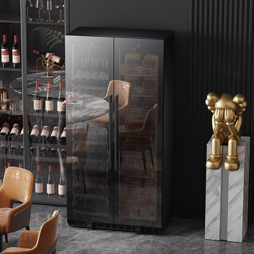 Baikelen Cigar Cabinet Mirror Glass Double Door Double Temperature Constant Temperature and Humidity Tobacco and Wine Cabinet Tea Beverage Cabinet Refrigerator Air-cooled Frost-free Household Commercial Large Capacity Embedded Spanish Cedar Wood 2 Meters丨Light Sensing Mirror Dual Temperature Zone丨Double Cigars丨Cedar Wood Liner丨Thin Section