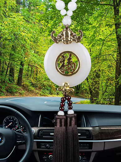 Yusenyi high-end car pendant car rearview mirror pendant 2025 Internet celebrity car pendant car high-end car hollow Ping An Fu red tassel