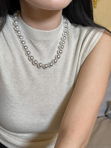 Ni Ni's same classic white Australian white pearl necklace high-end light luxury sweater 12mm pearls/about 50cm