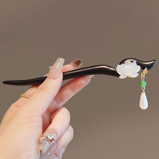 New Chinese style ancient style crystal lotus tassel hairpin modern high-end hairpin hairpin step rocking hair accessories Hanfu hairpin B