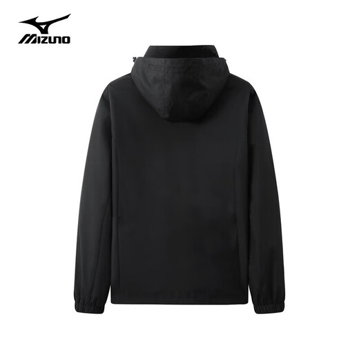 Mizuno Outdoor Casual Jacket Men's Windproof and Waterproof Couple Hooded Woven Jacket Black XL