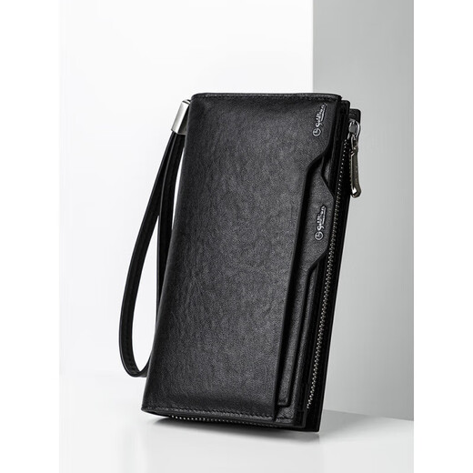 
Goldlion wallet men's genuine leather head layer cowhide soft leather multifunctional zipper large capacity wallet business long handbag black