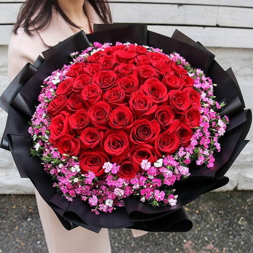 Youke Jade Flower Express red rose bouquet to express love for girlfriend and wife birthday gift nationwide delivery 33 red rose bouquet