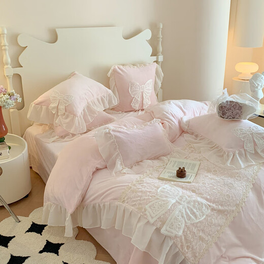 Mengjie Home Textiles 2025 New Princess Style Butterfly Fairy Thickened Baby Velvet Milk Velvet Four-piece Sheet Set Bed Cover Velvet Butterfly Fairy Yellow 100 Count 1.5 Bed Cover Four-piece Set (Duvet Cover 200*230cm)