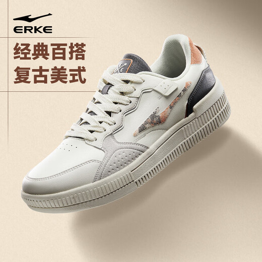 Hongxing Erke sneakers men's autumn breathable shoes men's shoes lightweight simple soft sole sports retro casual shoes white shoes latte