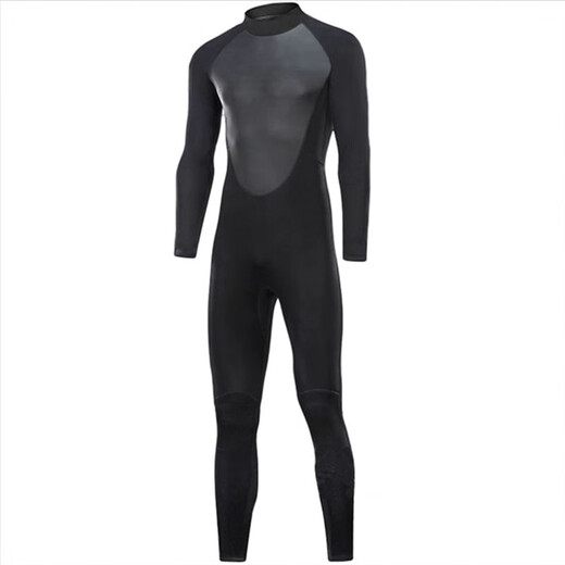 MPPMCK wetsuit 3mm 5mm long-sleeved warm men's one-piece sun protection waterproof female snorkeling suit surfing cold protection swimming and wetness classic one-piece black S 80-95Jin Jin equals 0.5 kg