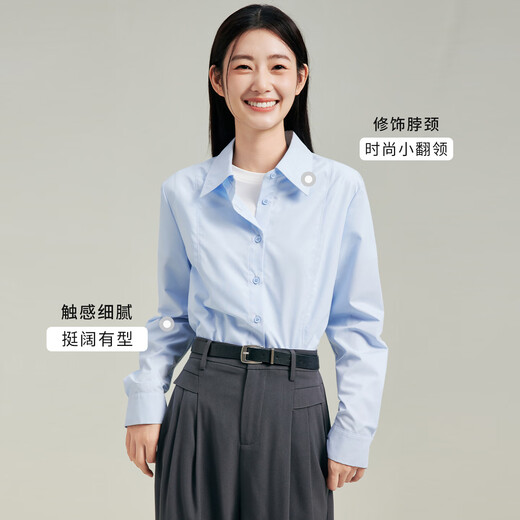 Tumanduo white long-sleeved shirt for women 2025 autumn new professional formal top commuting interview wear shirt blue L