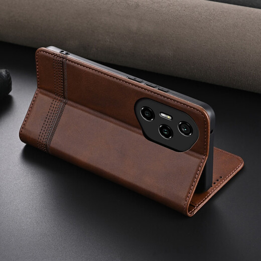 Jioxiang magnetic flip cover cow pattern leather case suitable for Honor 400 mobile phone case business all-inclusive anti-fall brown Honor 400