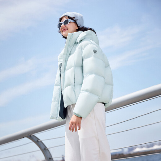 Tambor puff down jacket women's short removable hood autumn and winter warm jacket 25 years new 5530520D puff blue 165