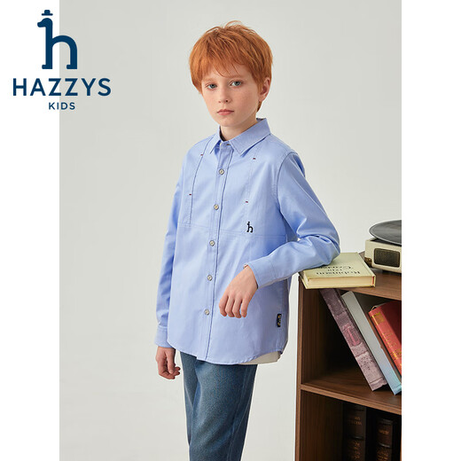 HAZZYS children's clothing boys' shirt autumn new college cotton comfortable long-sleeved top Oxford color 105