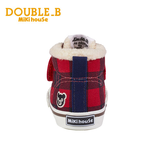 MIKIHOUSE Japanese-made baby cotton shoes toddler boys winter shoes plus velvet checkerboard girls' shoes cotton boots Double_B red second section 15.5 (suitable for feet 15cm long)